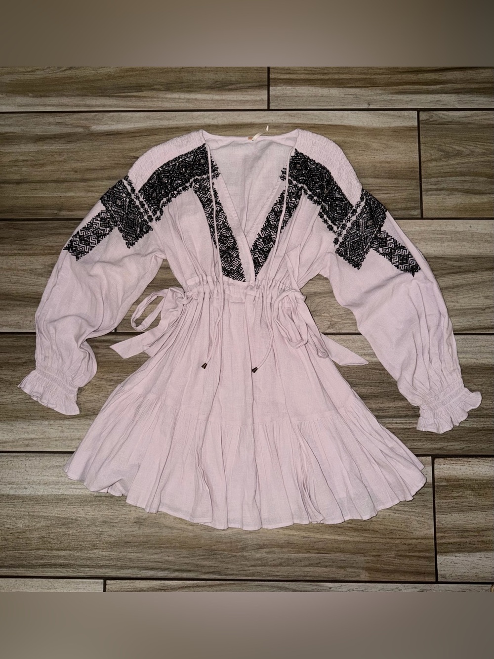 Free People Lavender Dress with Black Embroideryt